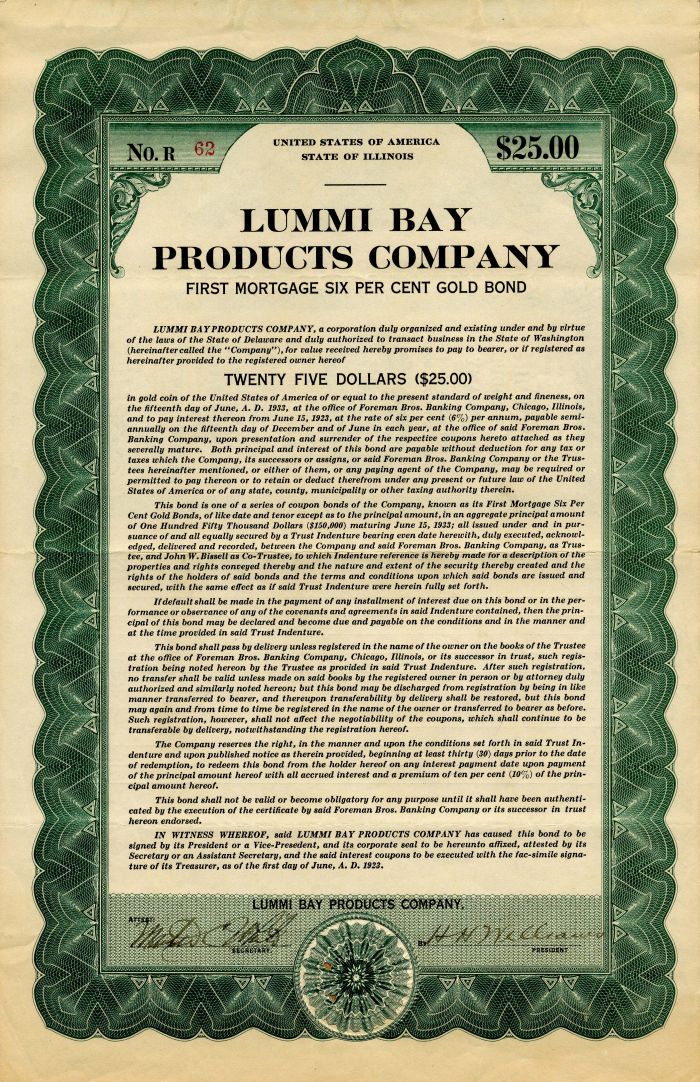 Lummi Bay Products Co. - $25 Bond