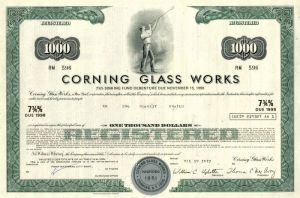 Corning Glass Works - 1970's dated $1,000 General Bond