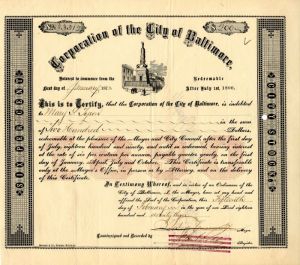 Corporation of the City of Baltimore - $200 Bond