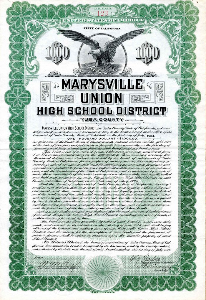 Marysville Union High School District - $1,000 Bond