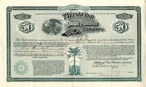 Pittsburgh Obispo Plantation Co. - $50 Bond - Rubber Producer