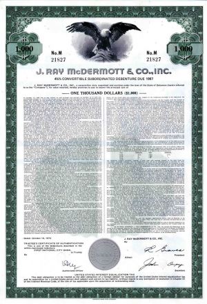 J. Ray McDermott & Co., Inc. - $1,000 Bond