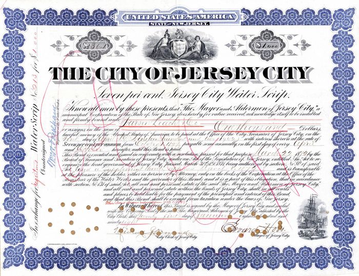City of Jersey City - $1,000 Bond