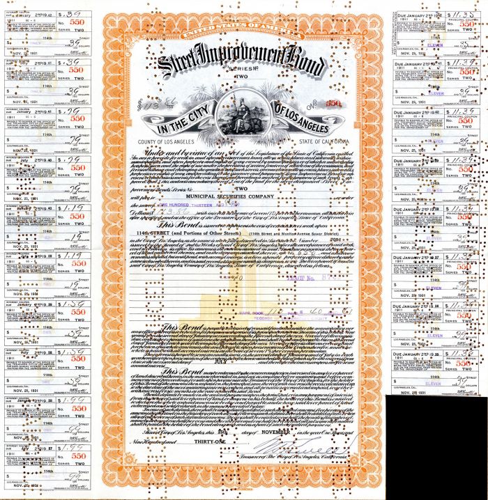 Street Improvement Bond in the City of Los Angeles - $113.86 Bond