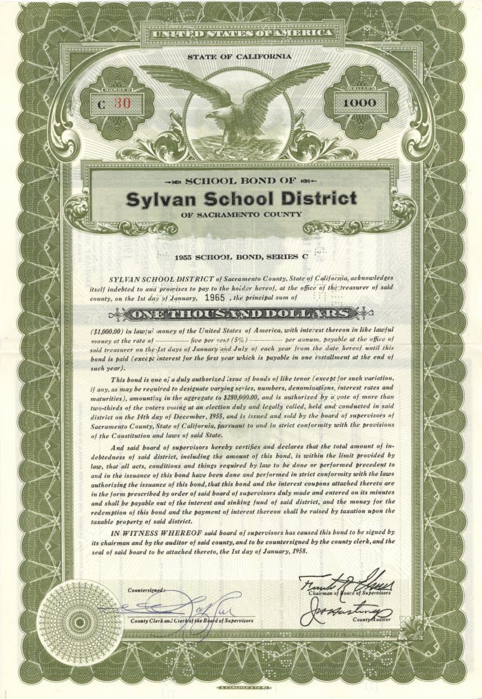 Sylvan School District - $1,000 Bond