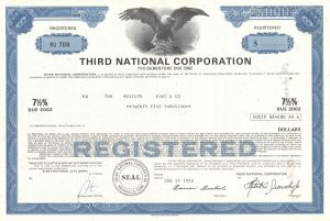 Third National Corp. - 1970's dated $25,000 Banking Bond - Bought out by SunTrust Banks - Now Part of Truist Financial