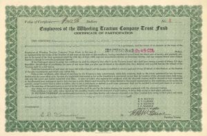 Employees' of the Wheeling Traction Company Trust Fund dated 1936 - $342.45 Bond