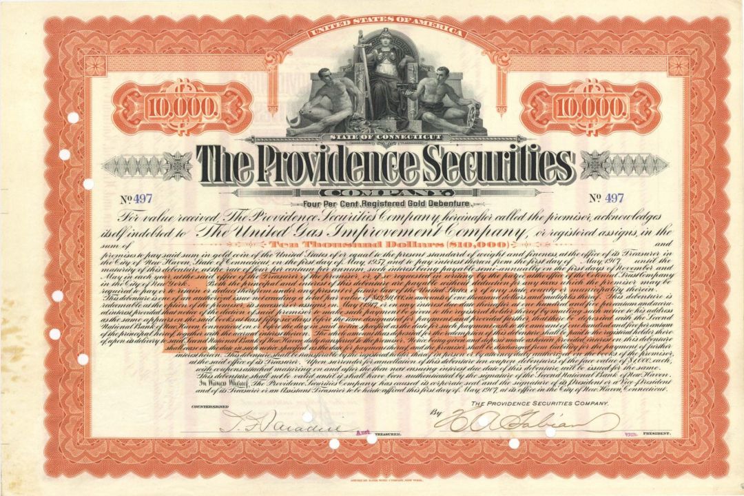 Providence Securities Co. - 1907 dated $10,000 Bond
