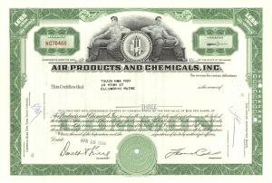 Air Products and Chemicals, Inc. - 1960's dated Stock Certificate