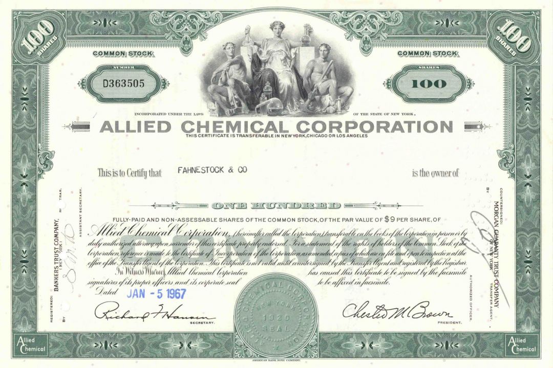 Allied Chemical Corp - Stock Certificate