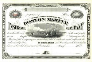 Boston Marine Insurance Co - Unissued Shipping Stock Certificate