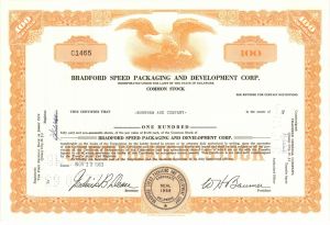 Bradford Speed Packaging and Development Corp. - Stock Certificate