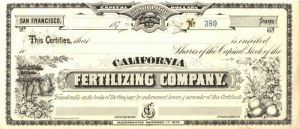 California Fertilizing Co - Unissued Stock Certificate