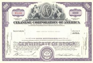 Celanese Corporation of America - Technology Stock Certificate