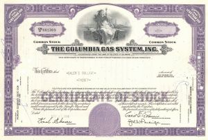 Columbia Gas System, Inc. - Utilities Stock Certificate