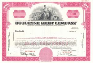 Duquesne Light Co. - Specimen Stock Certificate