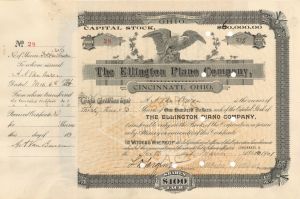 Ellington Piano Co. - Stock Certificate