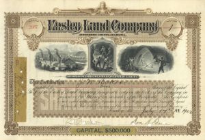 Ensley Land Co. - Enoch Ensley - 1880's to 1900's dated Alabama Land Stock Certificate - Jefferson County Alabama