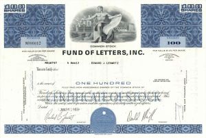 Fund of Letters, Inc. - 1960's-70's dated Investment Stock Certificate
