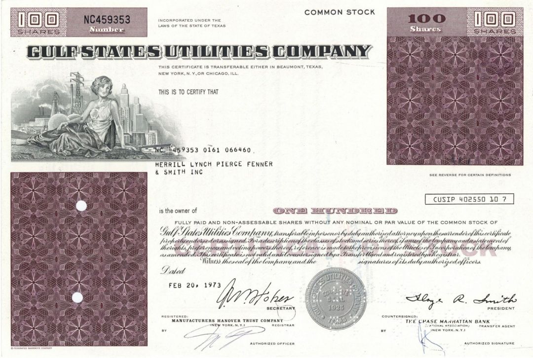 Gulf States Utilities Co. - Stock Certificate
