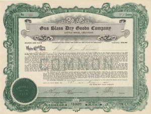 Gus Blass Dry Goods Co. - Stock Certificate