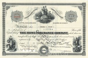 Home Insurance Co - Stock Certificate