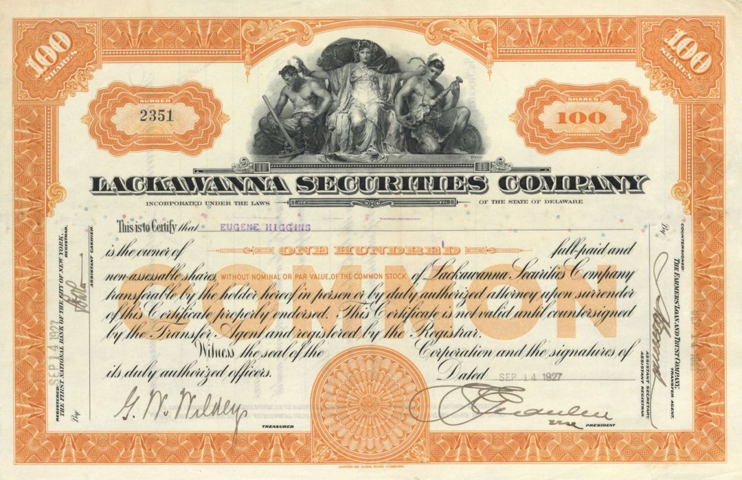 Lackawanna Securities Co. - Stock Certificate