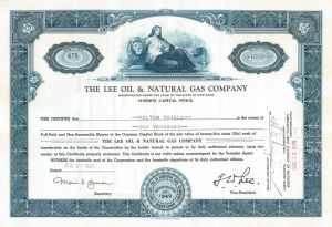 Lee Oil and Natural Gas Company - 1950's dated Stock Certificate