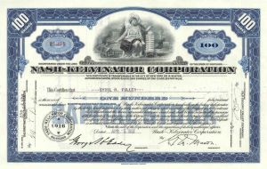 Nash-Kelvinator Corp. Stock Certificate - The Merger of Nash Motors & Kelvinator Refrigeration Co.