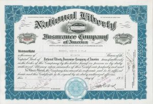 National Liberty Ins. Co. of America - Stock Certificate