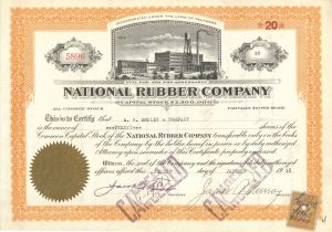 National Rubber Co. - Stock Certificate