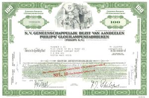 Philips N.V. - 1960's dated Electronics, Lighting & Utilities Stock Certificate - Netherlands