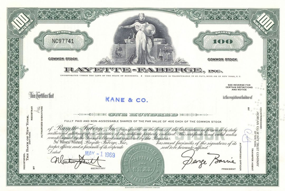 Rayette-Faberge, Inc. - Stock Certificate