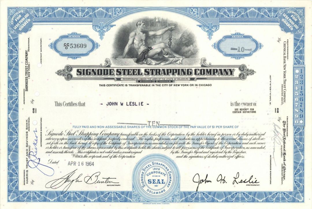 Signode Steel Strapping Co. - Stock Certificate