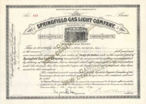 Springfield Gas Light Co. - Stock Certificate