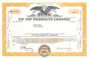 Tip Top Products Co. Issued to Lehman Bros - 1963 dated Stock Certificate