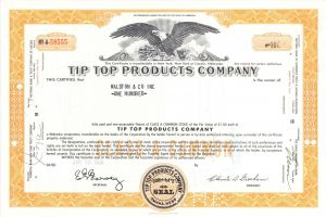 Tip Top Products Co. - 1960's dated Stock Certificate
