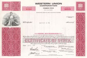 Western Union Corp. - Stock Certificate