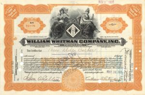 William Whitman Company, Inc. - 1920's-1940's dated Stock Certificate