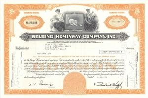 Belding Heminway Co., Inc. - Stock Certificate