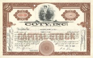 Coty, Inc - 1920's-30's dated Beauty Co. Stock Certificate