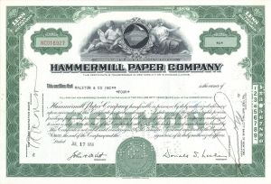 Hammermill Paper Co. - Paper Manufacturer Stock Certificate