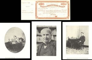 Edison Phonograph Works plus 3 Portraits - 1880's dated Unissued Stock Certificate - Thomas Alva Edison was the Founder of This Company