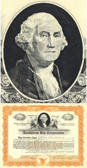 Lundstrom Rim Corporation - 1924 dated General Stock Certificate