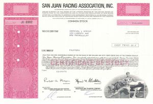 San Juan Racing Association, Inc. - Stock Certificate