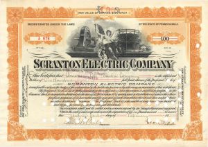 Scranton Electric Co. - 1911-1913 dated Stock Certificate