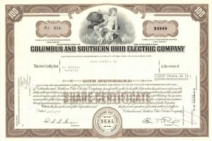 Columbus and Southern Ohio Electric Co. - Utility Stock Certificate
