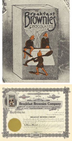 Breakfast Brownies Co. - circa 1900's Unissued Stock Certificate
