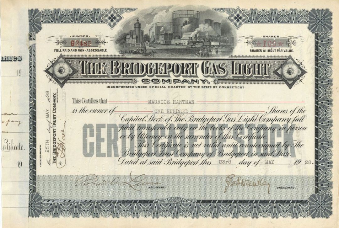 Bridgeport Gas Light Co. - Stock Certificate
