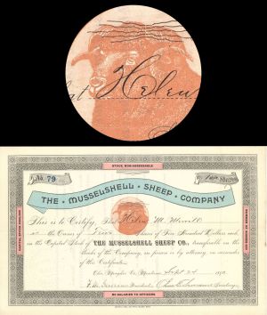 Musselshell Sheep Co. - 1890 dated Stock Certificate